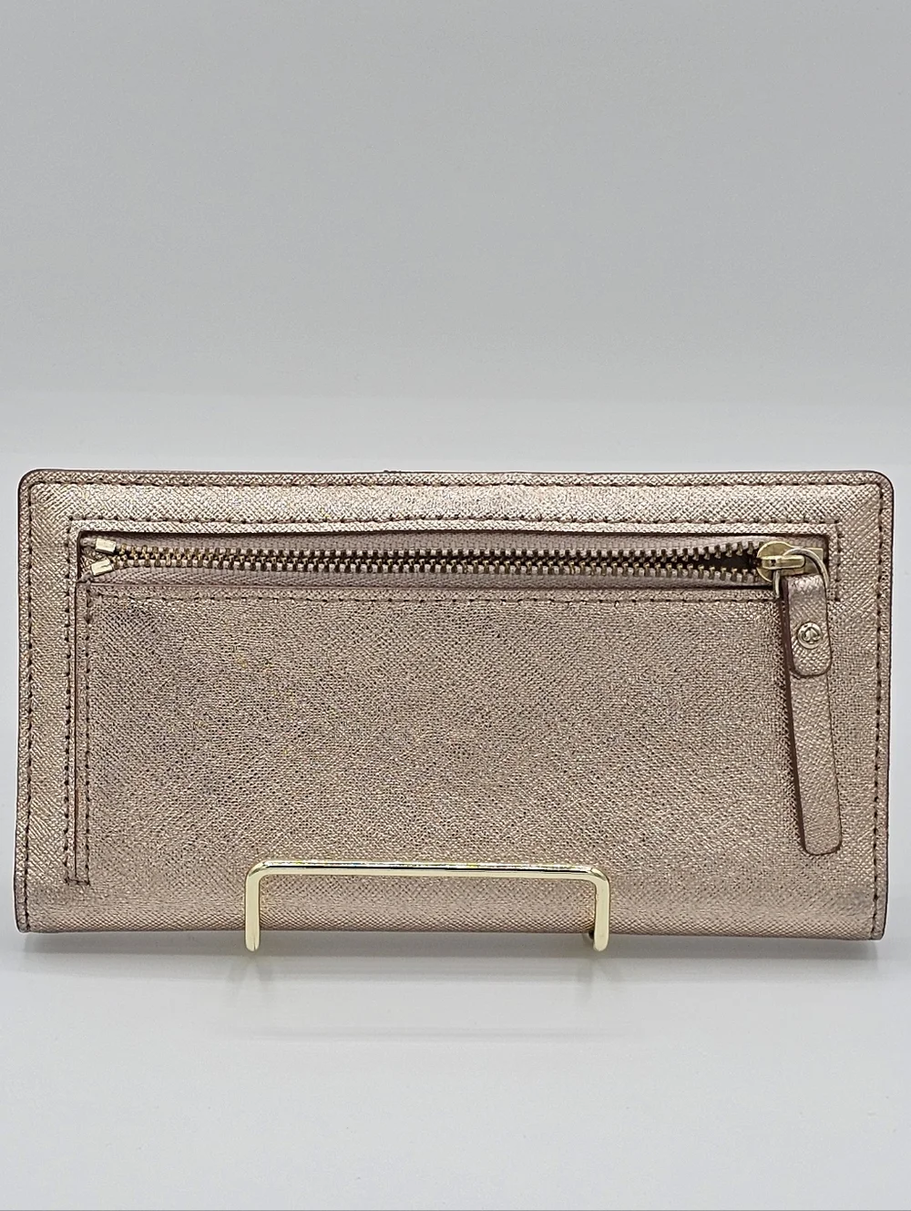 KATE SPADE Metallic Rose Gold Slim Bifold Wallet‎